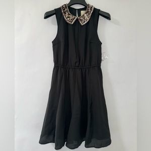 ModCloth Small Black Sequin Collar Sleeveless Mini Dress
